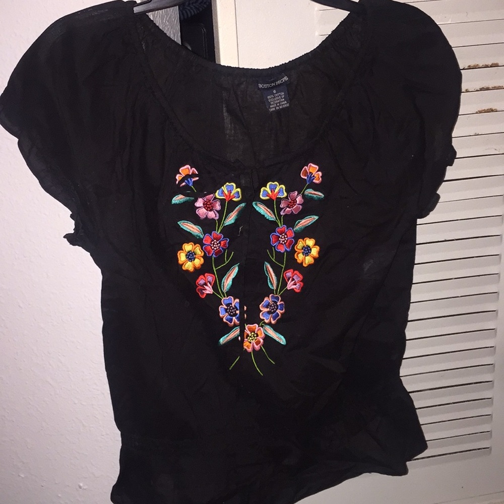 Black flower shirt